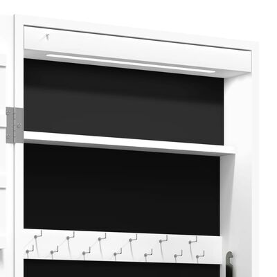 vidaXL fehér falra szerelhető tükrös ékszerszekrény LED fényekkel