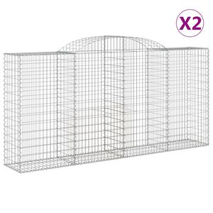 vidaXL 2 db &iacute;ves horganyzott vas gabion kos&aacute;r 300x50x140/160 cm
