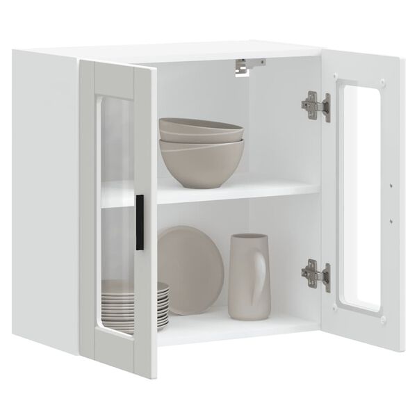 vidaXL Konyhai fali szekrény üvegajtóval "Porto" fehér
