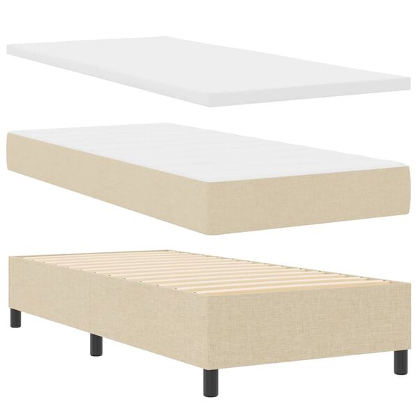 vidaXL Boxrug&oacute;s &aacute;gy matracmal fejt&aacute;ml&aacute;val Kr&eacute;m 90 x 200 cm sz&ouml;vet