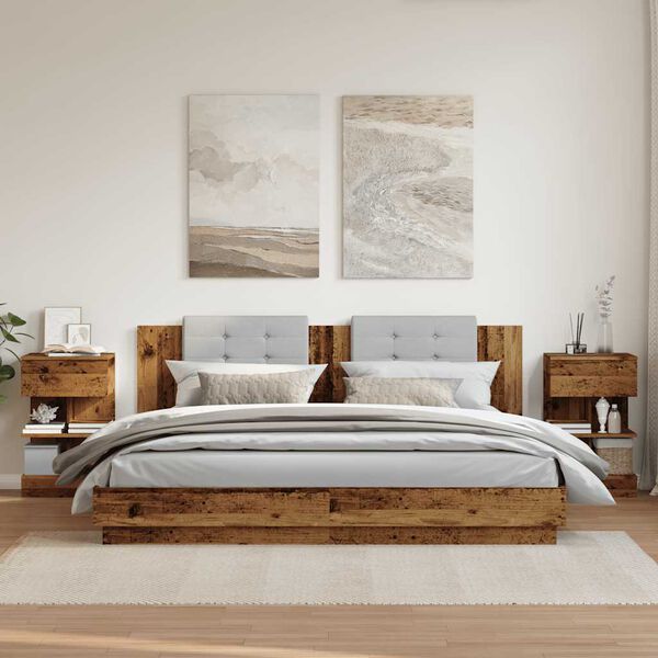 vidaXL &eacute;jjeliszekr&eacute;nyek 2 db R&eacute;gi fa 40x35x65 cm G&eacute;pes&iacute;tett fa