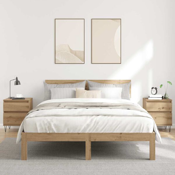 vidaXL 2 db k&eacute;zműves t&ouml;lgy sz&iacute;nű &eacute;jjeliszekr&eacute;ny 40 x 35 x 50 cm