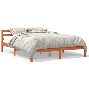 vidaXL viaszbarna t&ouml;m&ouml;r fenyőfa &aacute;gy matrac n&eacute;lk&uuml;l 160 x 200 cm