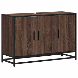 vidaXL barna t&ouml;lgy szerelt fa f&uuml;rdőszobai mosd&oacute;szekr&eacute;ny 90x33x60 cm