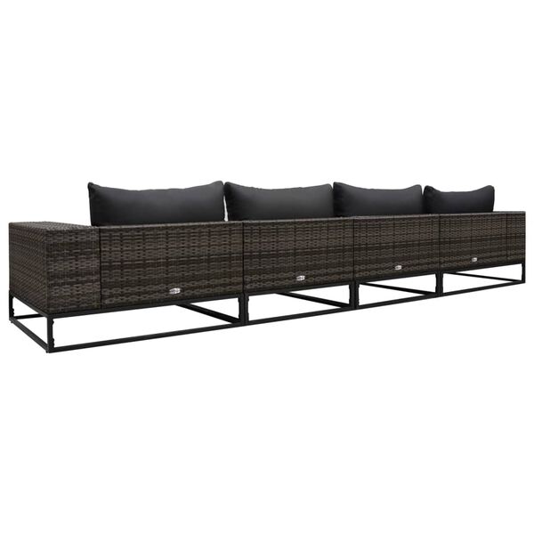 vidaXL 4 r&eacute;szes sz&uuml;rke polyrattan kerti kanap&eacute;szett p&aacute;rn&aacute;kkal