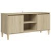 vidaXL sonoma t&ouml;lgy sz&iacute;nű TV-szekr&eacute;ny t&ouml;m&ouml;r fa l&aacute;bakkal 103,5x35x50 cm