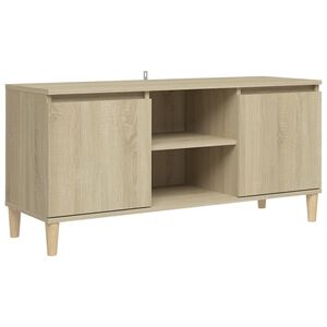 vidaXL sonoma t&ouml;lgy sz&iacute;nű TV-szekr&eacute;ny t&ouml;m&ouml;r fa l&aacute;bakkal 103,5x35x50 cm