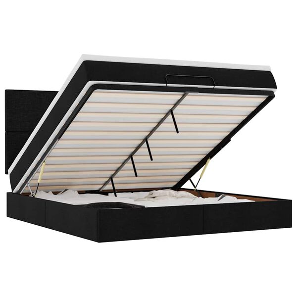 vidaXL Ottom&aacute;n &aacute;gykeret matraccal fekete 180x200cm sz&ouml;vet