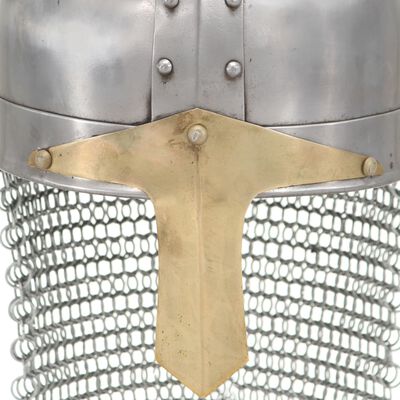 vidaXL ezüstszínű antik keresztes lovagi acélsisak LARP másolat