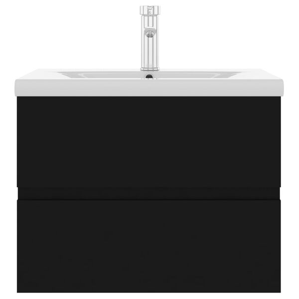 vidaXL fekete szerelt fa mosd&oacute;szekr&eacute;ny be&eacute;p&iacute;tett mosd&oacute;kagyl&oacute;val