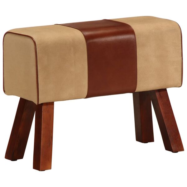 vidaXL barna val&oacute;di bőr &eacute;s t&ouml;m&ouml;r mang&oacute;fa tornapad 58 cm