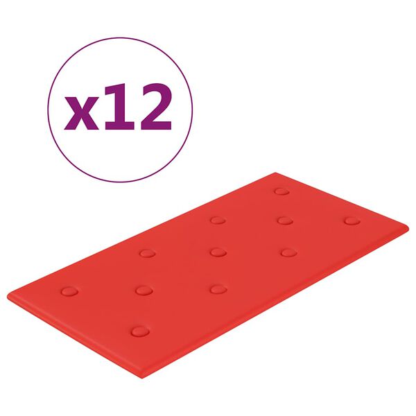 vidaXL 12 db piros műbőr fali panel 60 x 30 cm 2,16 m²