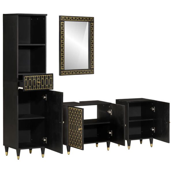 vidaXL 4 részes tömör mangófa fürdőszobai bútorszett