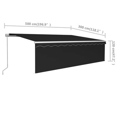 vidaXL antracitszürke kézzel kihúzható napellenző redőnnyel 5 x 3 m