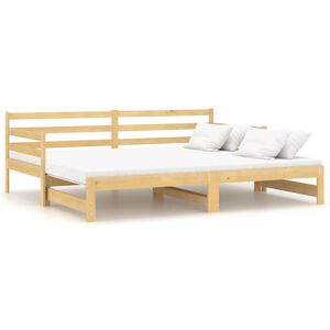 vidaXL t&ouml;m&ouml;r fenyőfa kih&uacute;zhat&oacute; kanap&eacute;&aacute;gy 2 x (90 x 200) cm