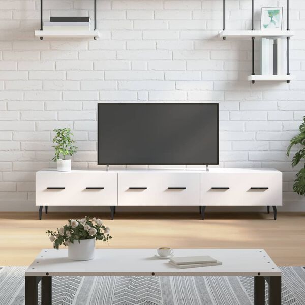 vidaXL feh&eacute;r magasf&eacute;nyű szerelt fa TV-szekr&eacute;ny 150x36x30 cm