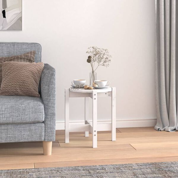 vidaXL fehér tömör fenyőfa dohányzóasztal Ø 42,5 x 45 cm