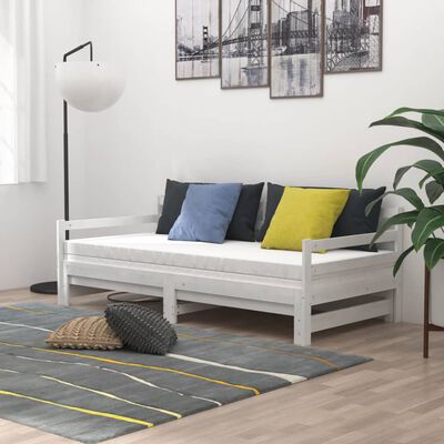 vidaXL fehér tömör fenyőfa kihúzható kanapéágy 2 x (90 x 200) cm