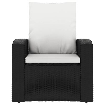 vidaXL fekete polyrattan dönthető kerti szék párnával