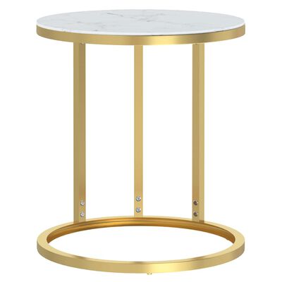 vidaXL arany és fehér márvány edzett üveg kisasztal 45 cm