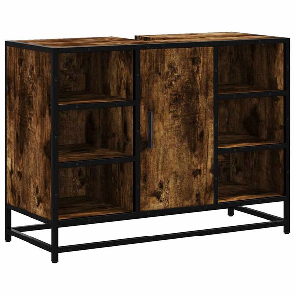 vidaXL f&uuml;st&ouml;s t&ouml;lgy szerelt fa f&uuml;rdőszobai mosd&oacute;szekr&eacute;ny 80x33x60 cm