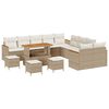 vidaXL Kerti Kanap&eacute; Szett 14 pcs B&eacute;zs polirattan