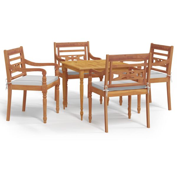 vidaXL 5 r&eacute;szes t&ouml;m&ouml;r t&iacute;kfa kerti &eacute;tkezőgarnit&uacute;ra p&aacute;rn&aacute;val