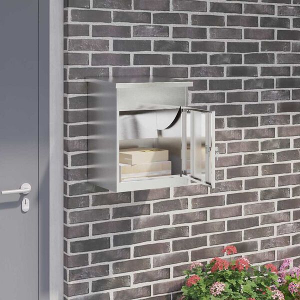 vidaXL Csomagzáró doboz Fekete 44 x 35 x 59 cm Rozsdamentes acél