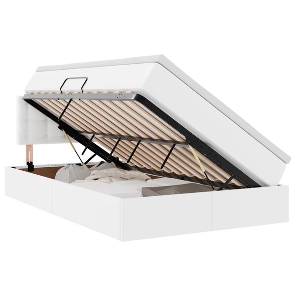 vidaXL &Aacute;gy t&aacute;rol&oacute;val &eacute;s matraccal matracmal Feh&eacute;r 120 x 190 cm Műbőr