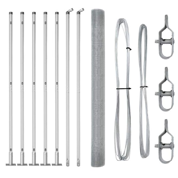 vidaXL Kerítés oszlopokkal Ezüst 1.4 x 10 m Acél