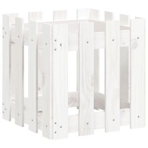vidaXL feh&eacute;r t&ouml;m&ouml;r fenyő n&ouml;v&eacute;nytart&oacute; l&eacute;ces kialak&iacute;t&aacute;ssal 40x40x40 cm