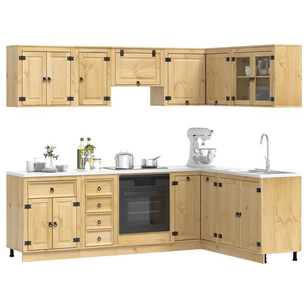 vidaXL Cabinet fi&oacute;kkal polcokkal t&aacute;rol&oacute;val 10 pcs M&eacute;z T&ouml;m&ouml;r fenyőfa