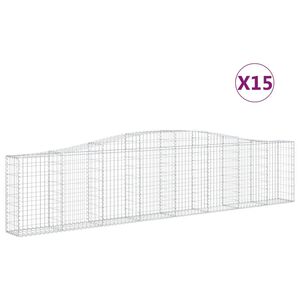 vidaXL 15 db &iacute;ves horganyzott vas gabion kos&aacute;r 400x30x80/100 cm