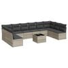 vidaXL 11 r&eacute;szes vil&aacute;gossz&uuml;rke polyrattan kerti &uuml;lőgarnit&uacute;ra p&aacute;rn&aacute;kkal