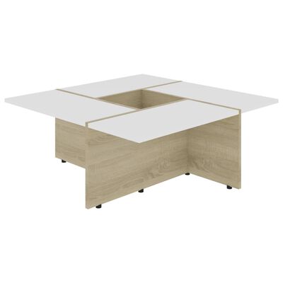 vidaXL fehér és sonoma-tölgy forgácslap dohányzóasztal 79,5x79,5x30 cm