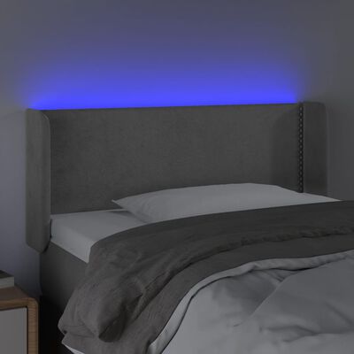 vidaXL világosszürke bársony LED-es fejtámla 83 x 16 x 78/88 cm