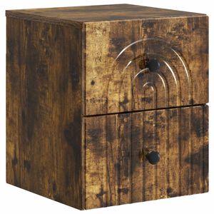 vidaXL Fali &eacute;jjeli szekr&eacute;ny F&uuml;st&ouml;s T&ouml;lgy 33 x 34,5 x 40 cm Szerelt Fa