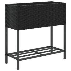 vidaXL fekete polyrattan kerti &uuml;ltetől&aacute;da polccal