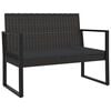 vidaXL fekete polyrattan kerti pad p&aacute;rn&aacute;kkal 106 cm
