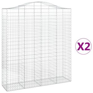vidaXL 2 db &iacute;ves horganyzott vas gabion kos&aacute;r 200x50x220/240 cm
