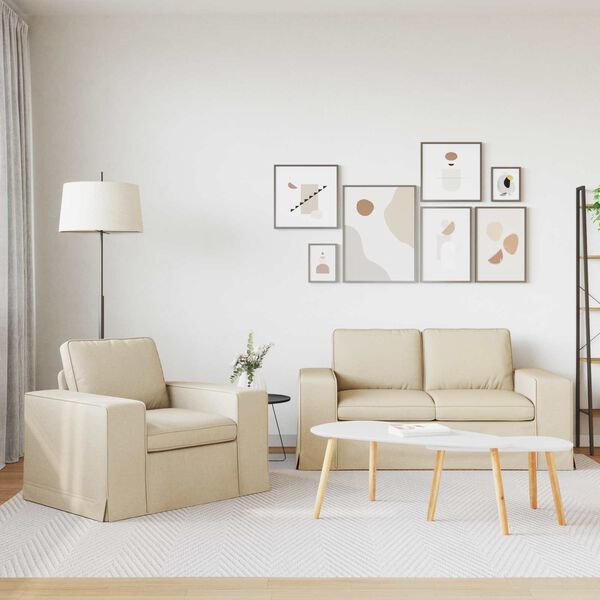 vidaXL Kanap&eacute; 2 pcs Kr&eacute;m 182 x 80 x 82 cm sz&ouml;vet