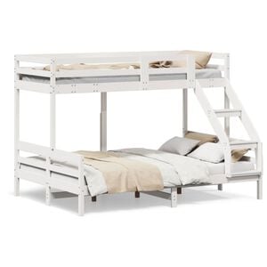 vidaXL feh&eacute;r t&ouml;m&ouml;r fenyőfa emeletes &aacute;gy 90 x 200/140 x 200 cm