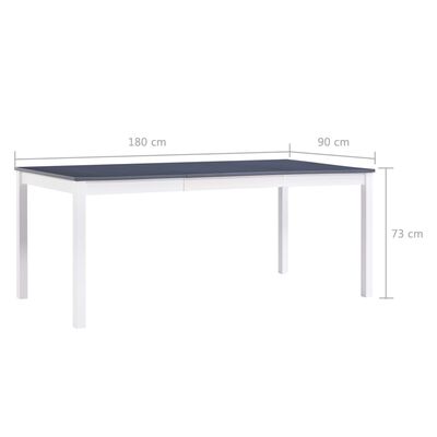 vidaXL fehér és szürke fenyőfa étkezőasztal 180 x 90 x 73 cm