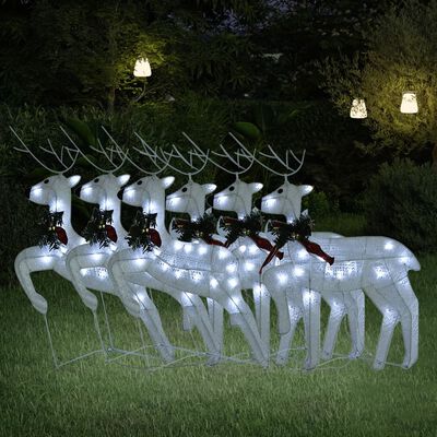 vidaXL 6 db karácsonyi rénszarvas 120 fehér LED-del