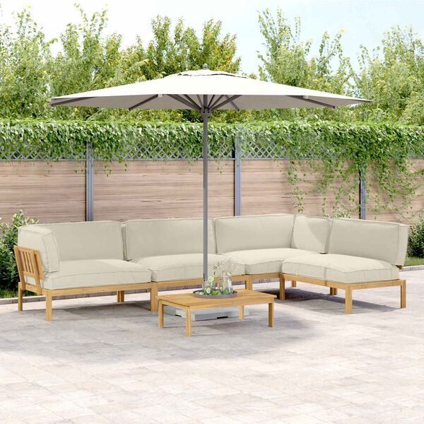 vidaXL Kanap&eacute; Szett p&aacute;rn&aacute;val Egysz&iacute;nű 5 pcs Kr&eacute;m T&ouml;m&ouml;r Ak&aacute;cfa