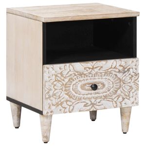 vidaXL &Aacute;gyt&aacute;rol&oacute; szekr&eacute;ny fi&oacute;kkal Feh&eacute;r 40 x 33 x 46 cm T&ouml;m&ouml;r Mang&oacute;f&aacute;t