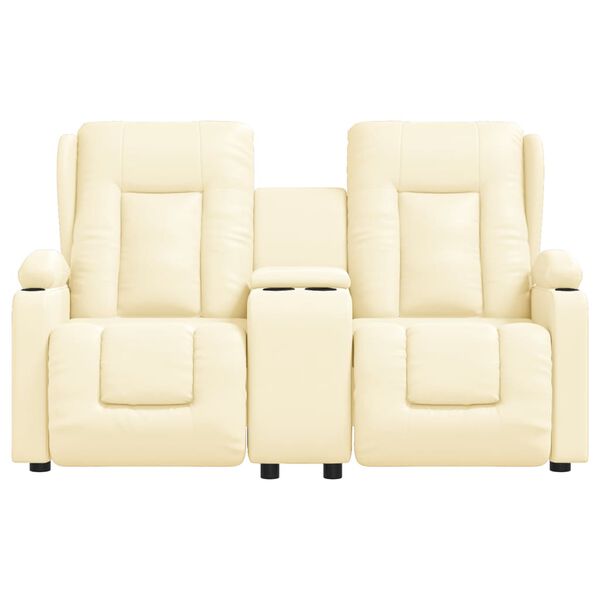 vidaXL 2 személyes krém műbőr dönthető masszázsfotel pohártartóval