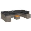 vidaXL 11 r&eacute;szes sz&uuml;rke polyrattan kerti &uuml;lőgarnit&uacute;ra p&aacute;rn&aacute;kkal