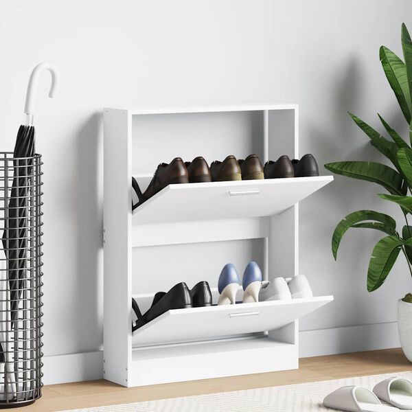 vidaXL feh&eacute;r, r&eacute;tegelt fa cipősszekr&eacute;ny 59 x 17 x 81 cm