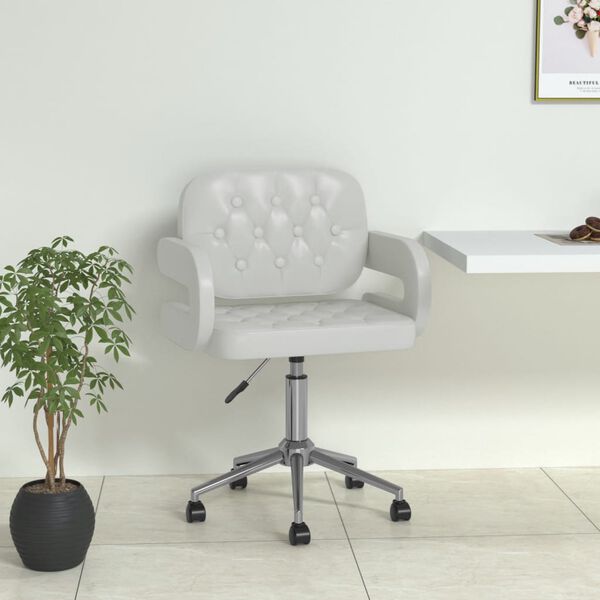 vidaXL feh&eacute;r műbőr forg&oacute; &eacute;tkezősz&eacute;k